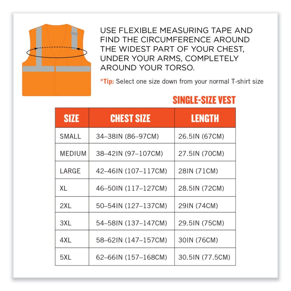 GloWear 8210HL-S Single Size Class 2 Economy Mesh Vest, Polyester, Large, Orange, Ships in 1-3 Business Days - Image 7