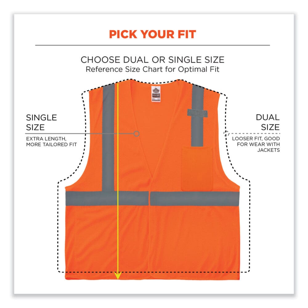 GloWear 8210HL-S Single Size Class 2 Economy Mesh Vest, Polyester, X-Large, Orange, Ships in 1-3 Business Days - Image 6