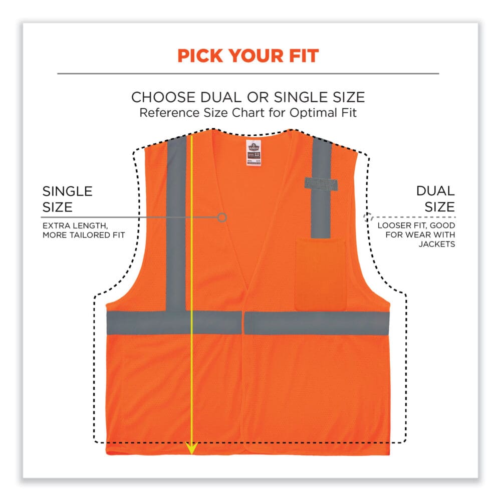 GloWear 8210HL-S Single Size Class 2 Economy Mesh Vest, Polyester, 5X-Large, Orange, Ships in 1-3 Business Days - Image 6