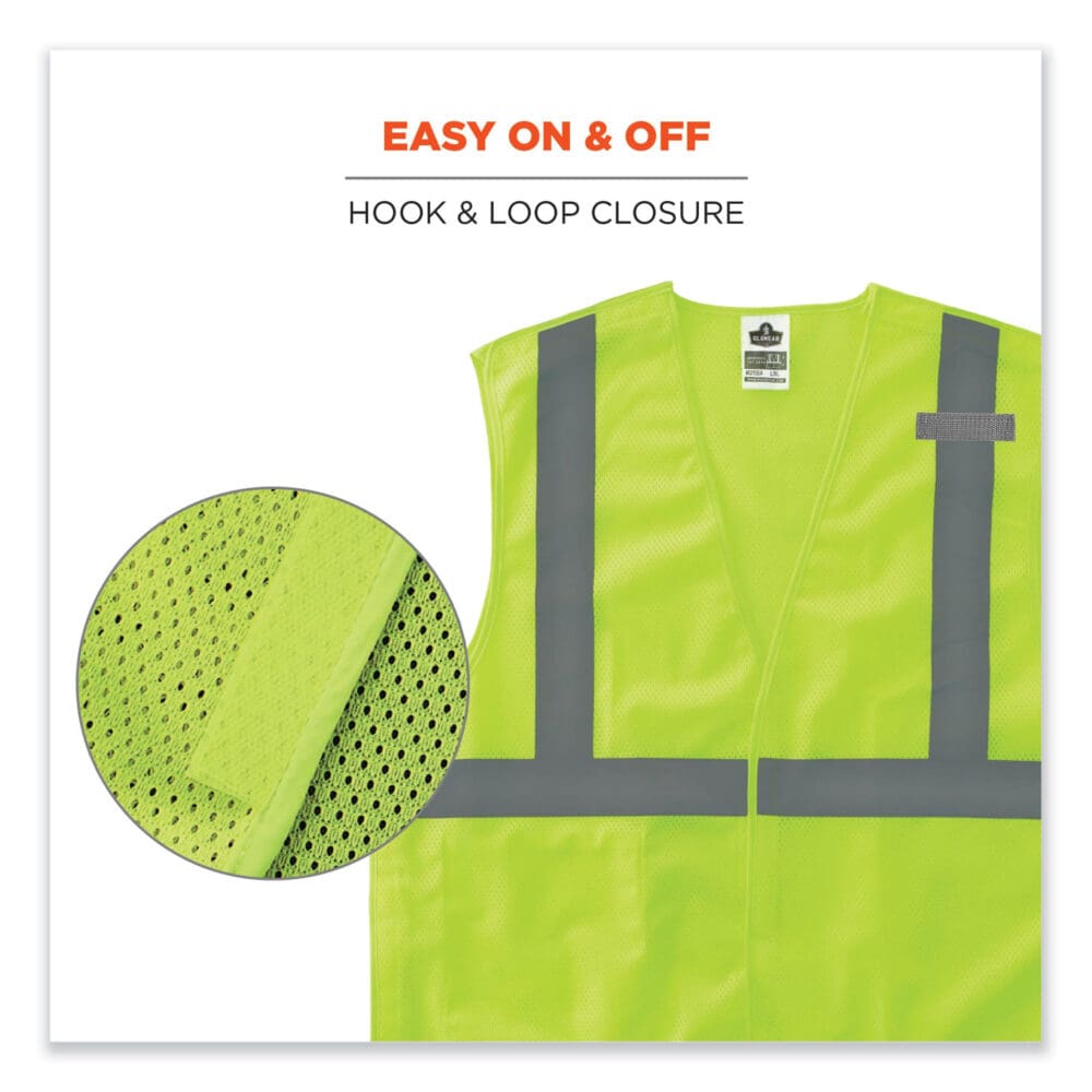 GloWear 8215BA-S Single Size Class 2 Economy Breakaway Mesh Vest, Polyester, X-Small, Lime, Ships in 1-3 Business Days - Image 4