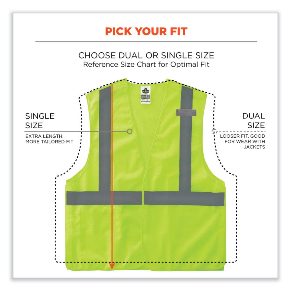 GloWear 8215BA-S Single Size Class 2 Economy Breakaway Mesh Vest, Polyester, Small, Lime, Ships in 1-3 Business Days - Image 6