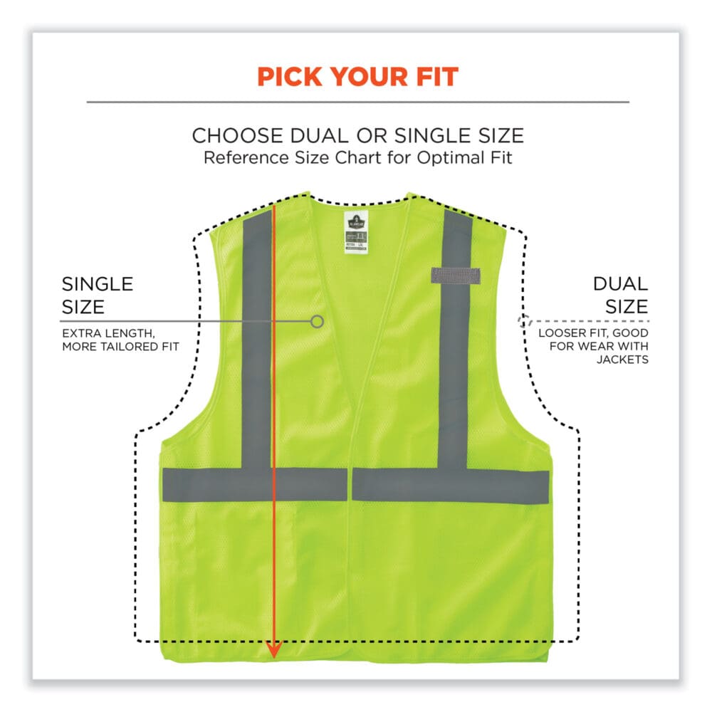 GloWear 8215BA-S Single Size Class 2 Economy Breakaway Mesh Vest, Polyester, Medium, Lime, Ships in 1-3 Business Days - Image 6