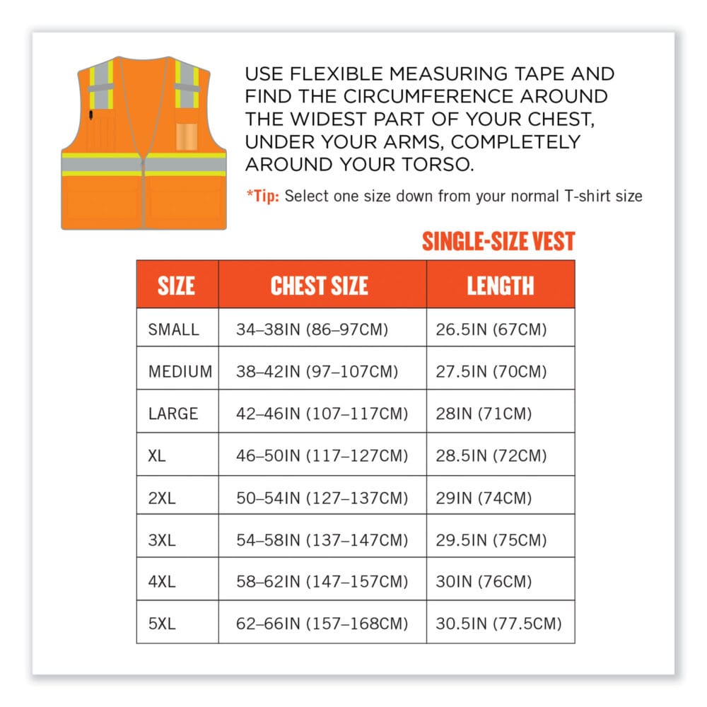 GloWear 8246Z-S Single Size Class 2 Two-Tone Mesh Vest, Polyester, Medium, Orange, Ships in 1-3 Business Days - Image 8