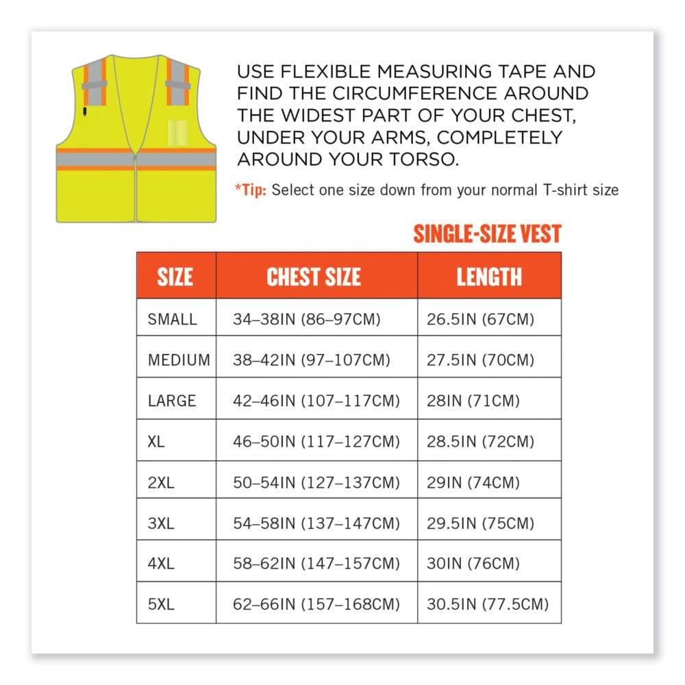 GloWear 8246Z-S Single Size Class 2 Two-Tone Mesh Vest, Polyester, Small, Lime, Ships in 1-3 Business Days - Image 7
