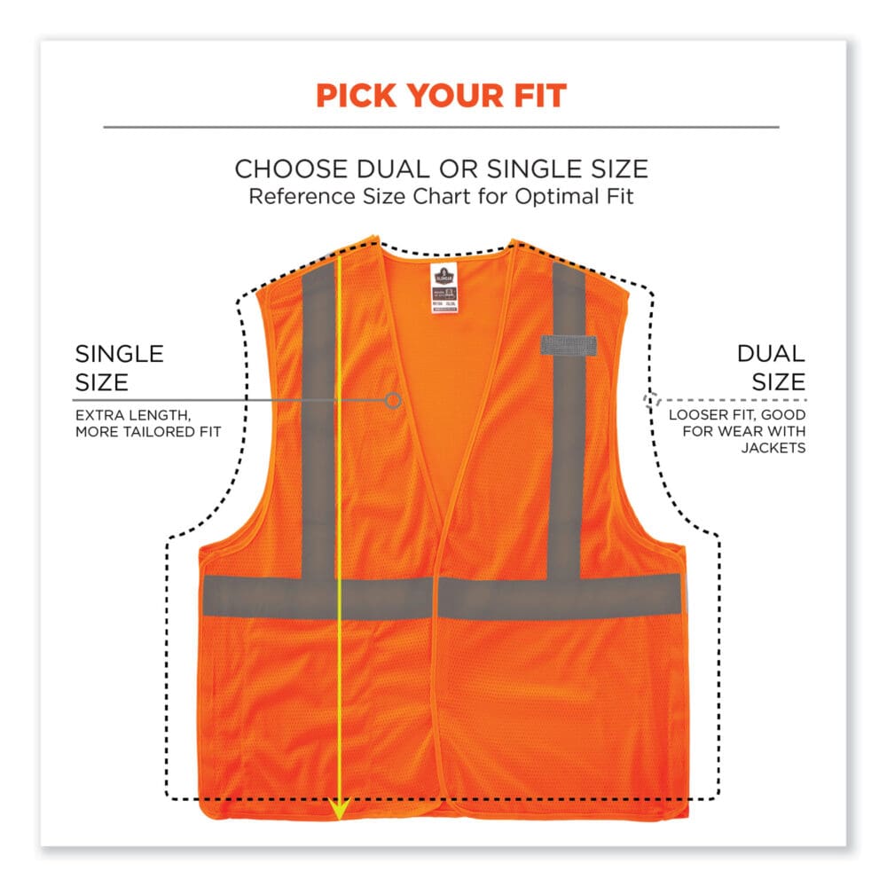 GloWear 8215BA-S Single Size Class 2 Economy Breakaway Mesh Vest, Polyester, Small, Orange, Ships in 1-3 Business Days - Image 6