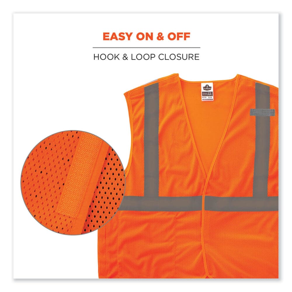 GloWear 8215BA-S Single Size Class 2 Economy Breakaway Mesh Vest, Polyester, Small, Orange, Ships in 1-3 Business Days - Image 5