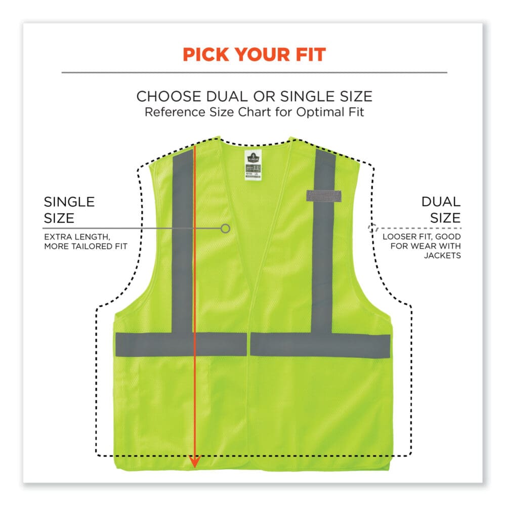 GloWear 8215BA-S Single Size Class 2 Economy Breakaway Mesh Vest, Polyester, 4X-Large, Lime, Ships in 1-3 Business Days - Image 6