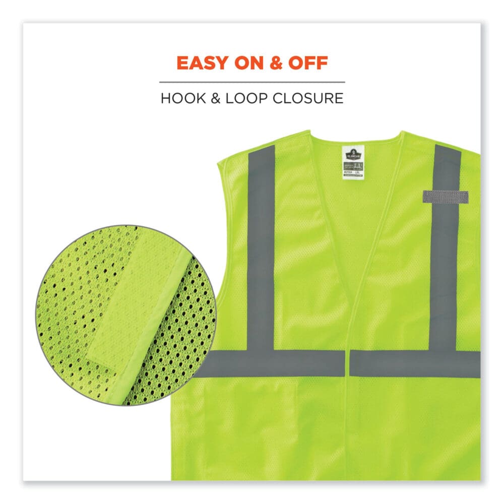 GloWear 8215BA-S Single Size Class 2 Economy Breakaway Mesh Vest, Polyester, 4X-Large, Lime, Ships in 1-3 Business Days - Image 5