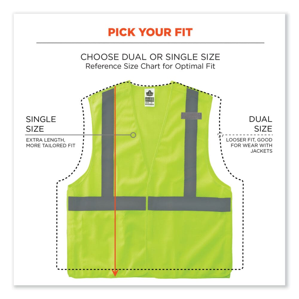 GloWear 8215BA-S Single Size Class 2 Economy Breakaway Mesh Vest, Polyester, 3X-Large, Lime, Ships in 1-3 Business Days - Image 6