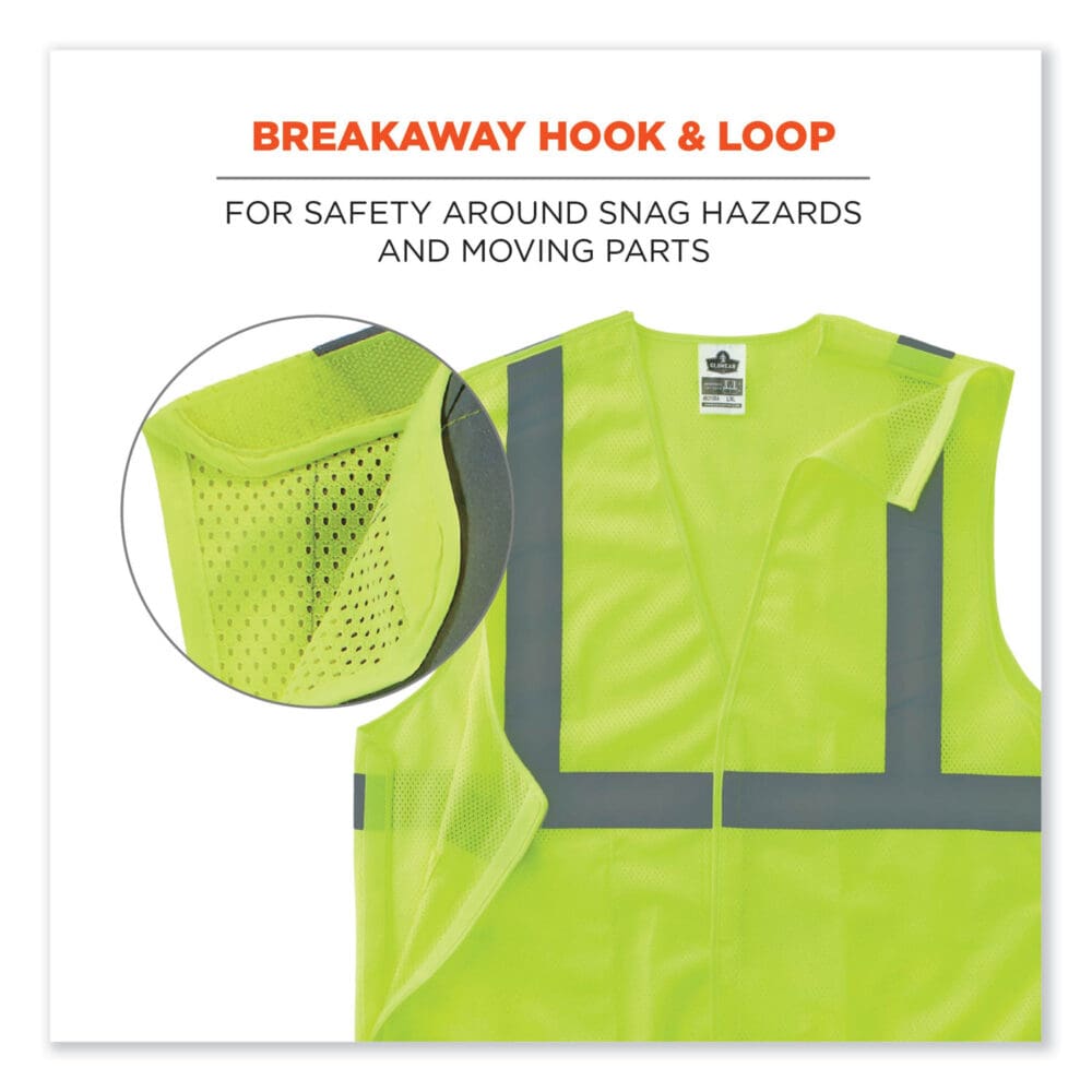 GloWear 8215BA-S Single Size Class 2 Economy Breakaway Mesh Vest, Polyester, 3X-Large, Lime, Ships in 1-3 Business Days - Image 3