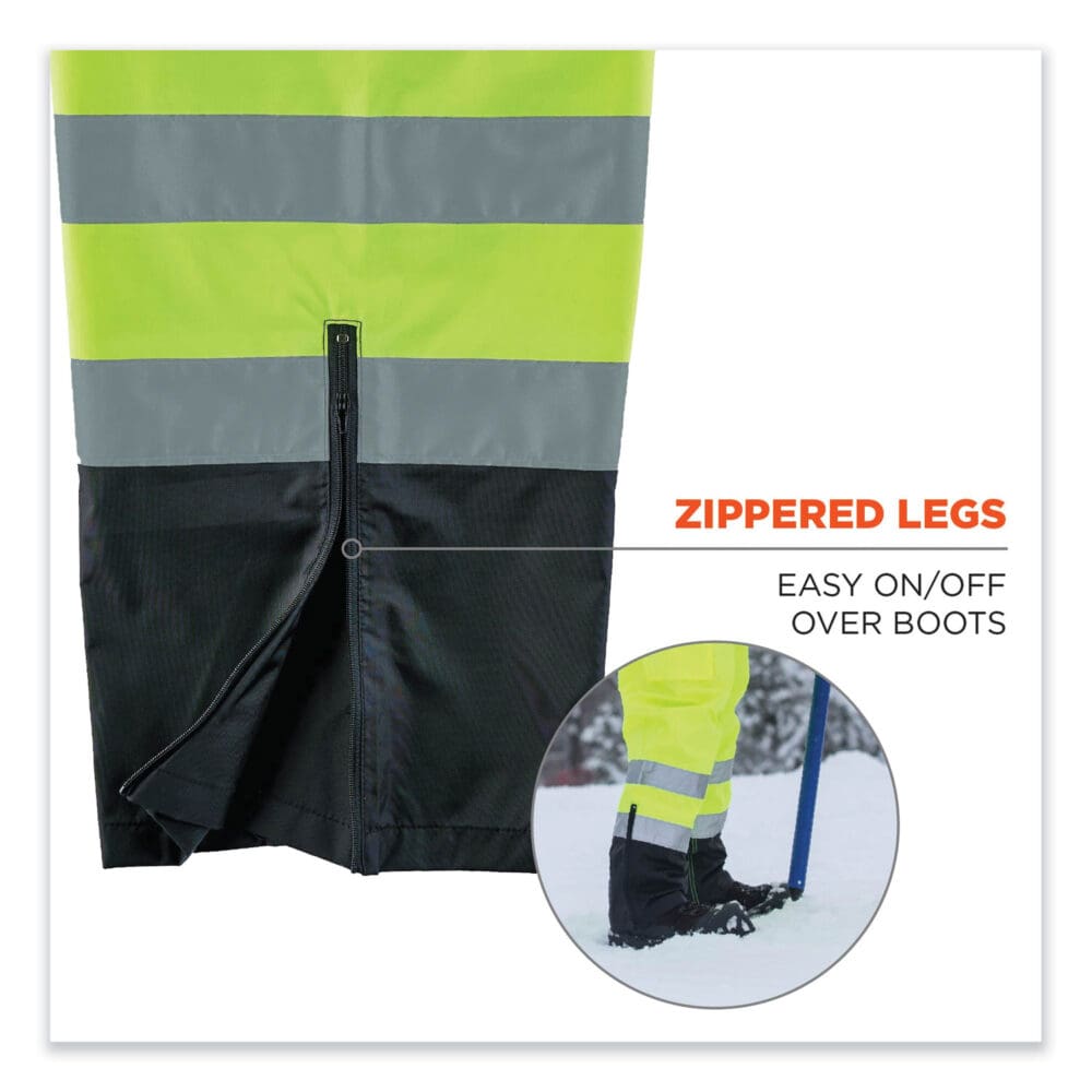 GloWear 8918BK Class E Hi-Vis Rain Bibs Black Bottom, Small, Lime, Ships in 1-3 Business Days - Image 4
