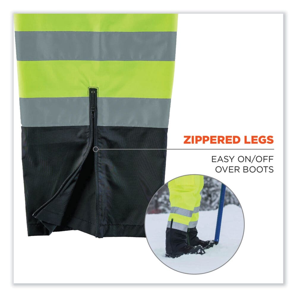 GloWear 8918BK Class E Hi-Vis Rain Bibs Black Bottom, X-Large, Lime, Ships in 1-3 Business Days - Image 4