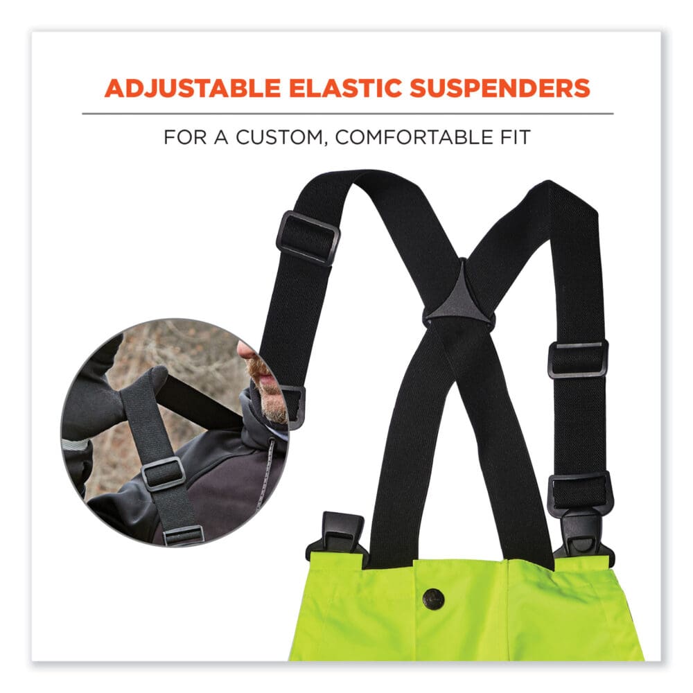 GloWear 8918BK Class E Hi-Vis Rain Bibs Black Bottom, 3X-Large, Lime, Ships in 1-3 Business Days - Image 2