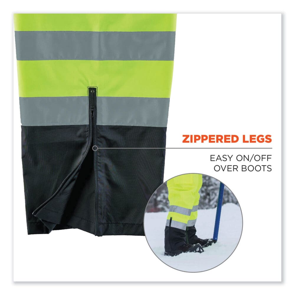 GloWear 8918BK Class E Hi-Vis Rain Bibs Black Bottom, 4X-Large, Lime, Ships in 1-3 Business Days - Image 4