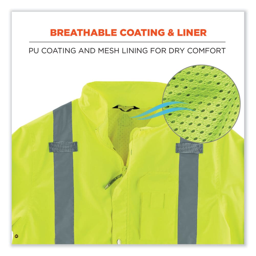GloWear 8365BK Class 3 Hi-Vis Rain Jacket Black Bottom, Small, Lime, Ships in 1-3 Business Days - Image 4
