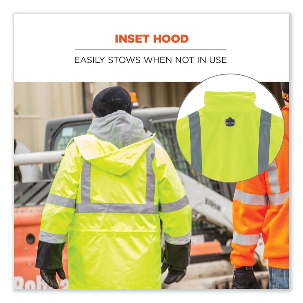 GloWear 8365BK Class 3 Hi-Vis Rain Jacket Black Bottom, Small, Lime, Ships in 1-3 Business Days - Image 7