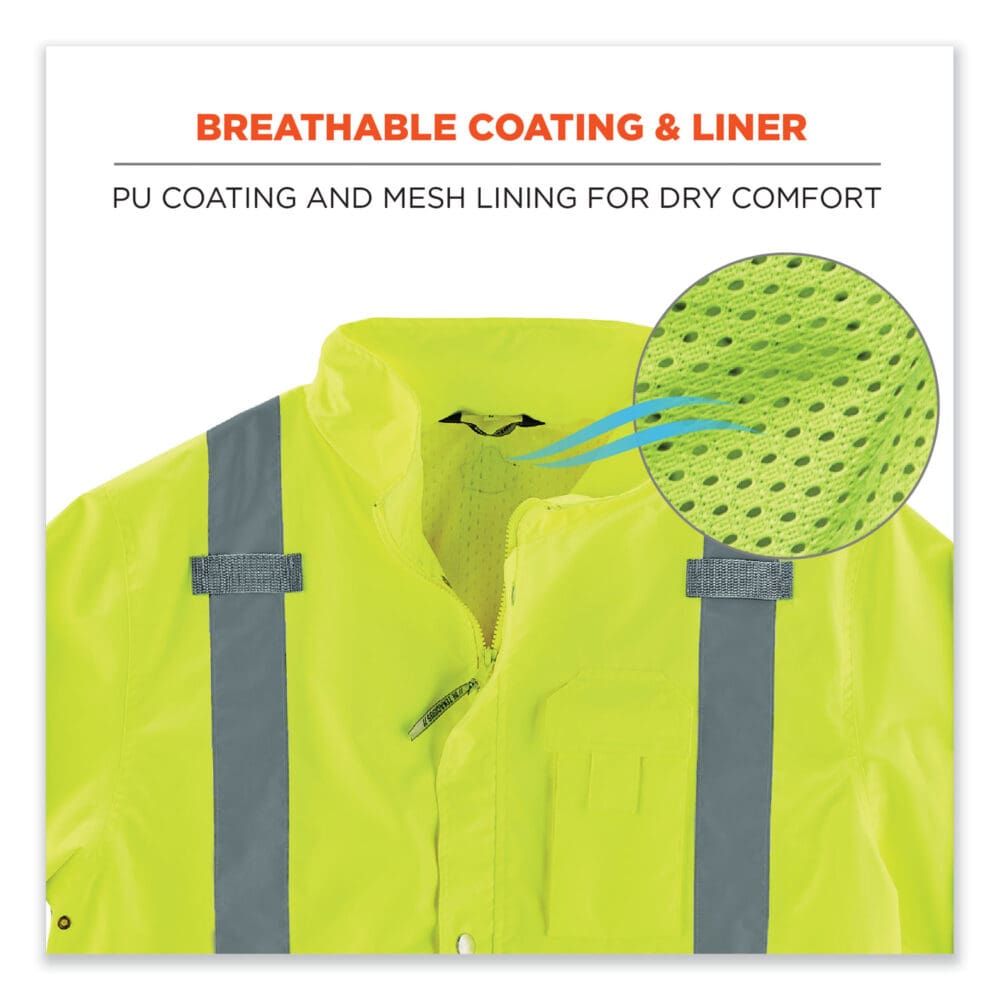 GloWear 8365BK Class 3 Hi-Vis Rain Jacket Black Bottom, 3X-Large, Lime, Ships in 1-3 Business Days - Image 3