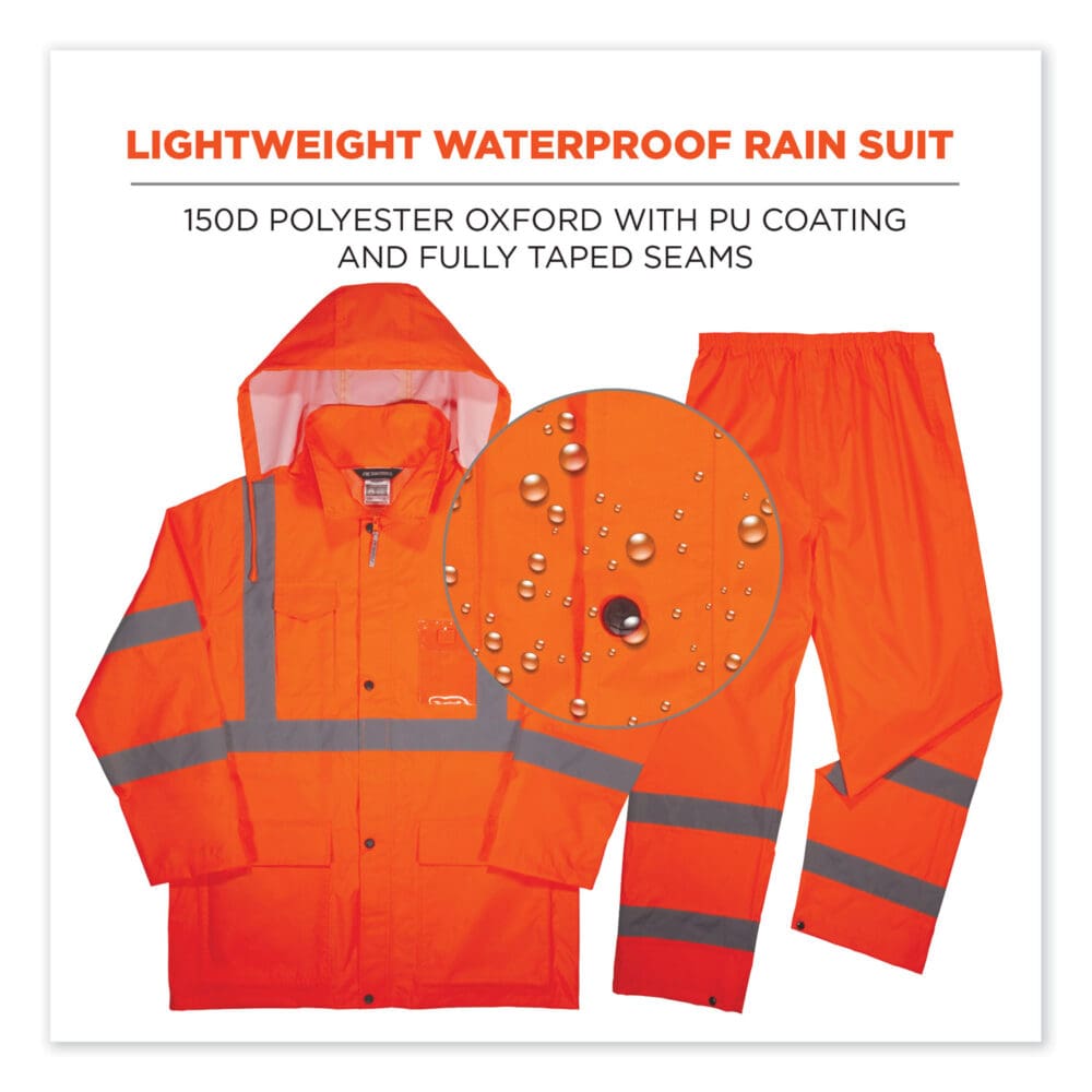 GloWear 8376K Lightweight HV Rain Suit, X-Large, Orange, Ships in 1-3 Business Days - Image 6