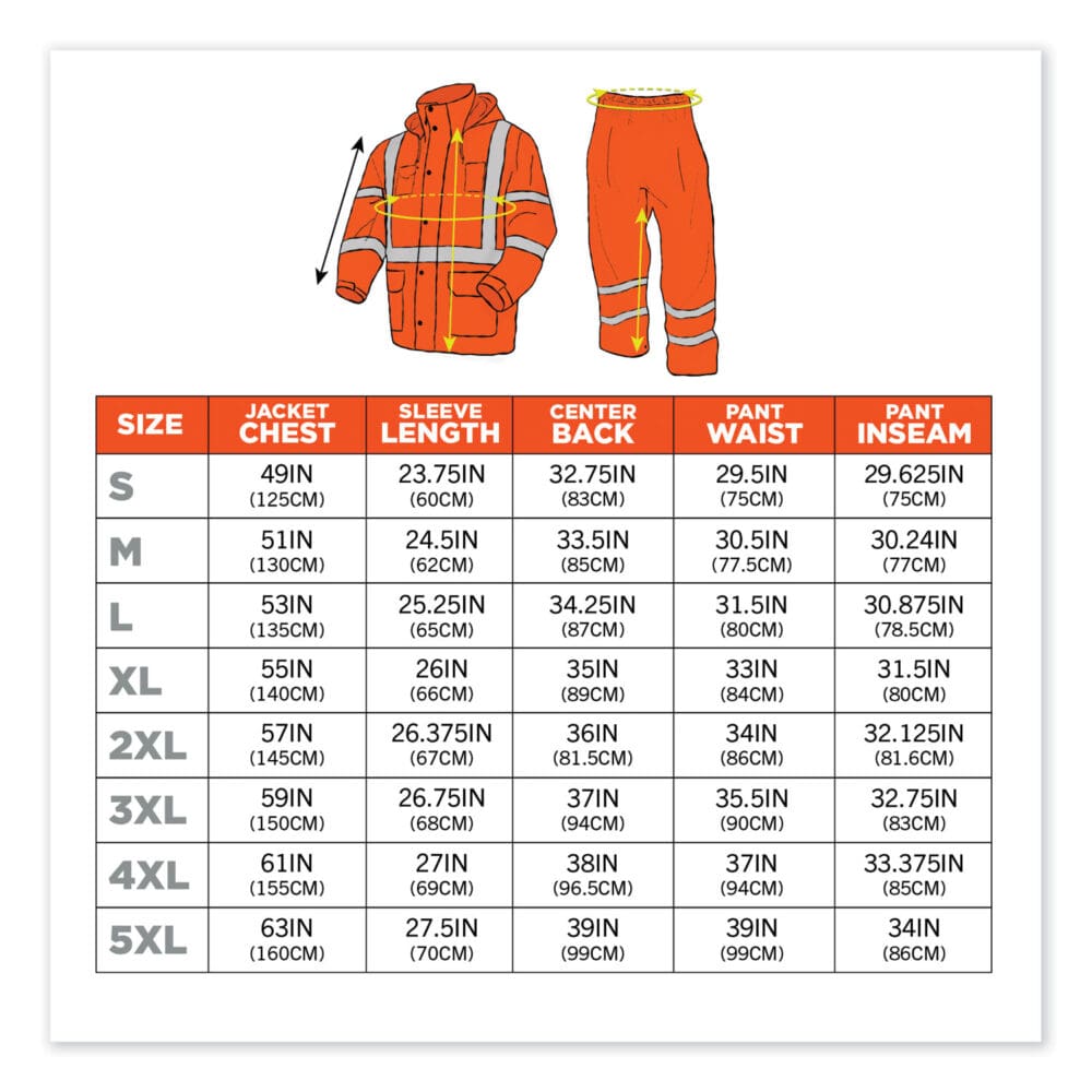 GloWear 8376K Lightweight HV Rain Suit, X-Large, Orange, Ships in 1-3 Business Days - Image 5