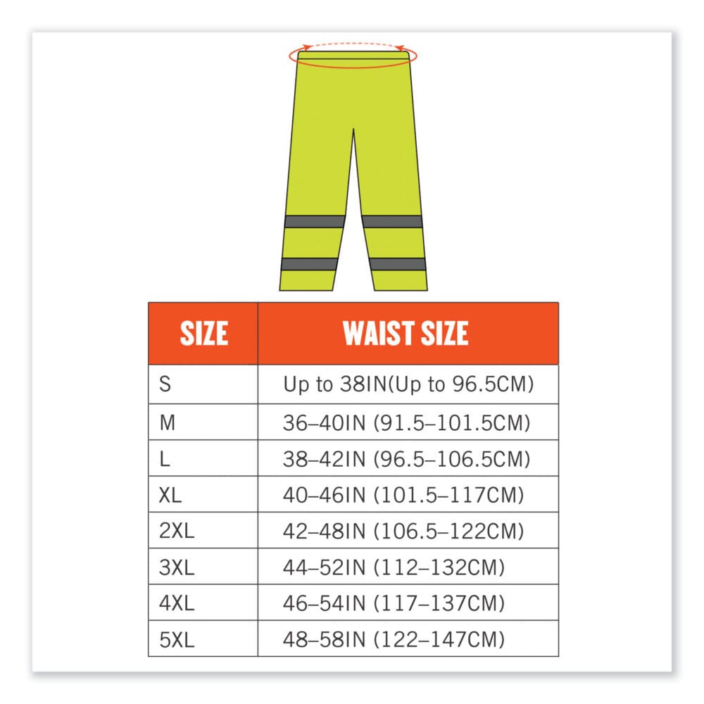 GloWear 8916 Class E Lightweight Hi-Vis Rain Pants, Large, Lime, Ships in 1-3 Business Days - Image 6