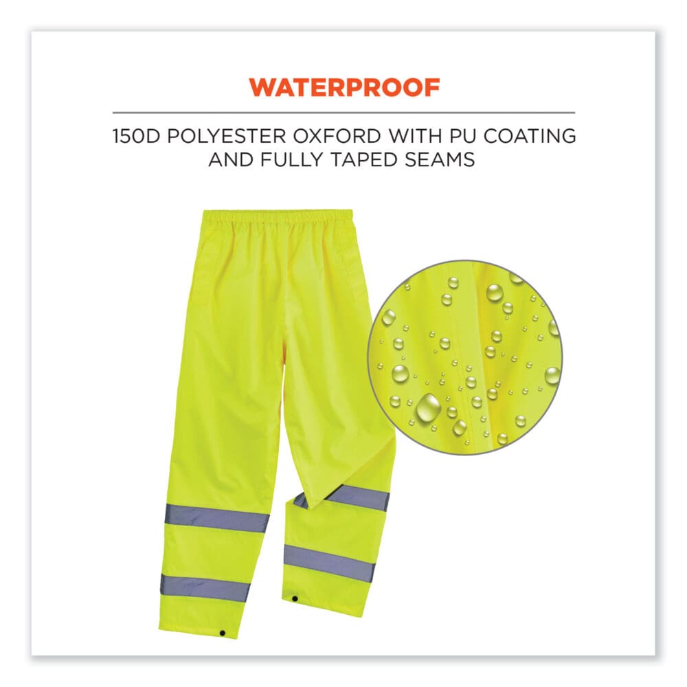 GloWear 8916 Class E Lightweight Hi-Vis Rain Pants, X-Large, Lime, Ships in 1-3 Business Days - Image 2
