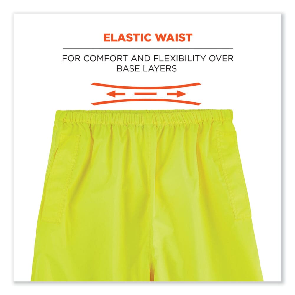 GloWear 8916 Class E Lightweight Hi-Vis Rain Pants, X-Large, Lime, Ships in 1-3 Business Days - Image 3