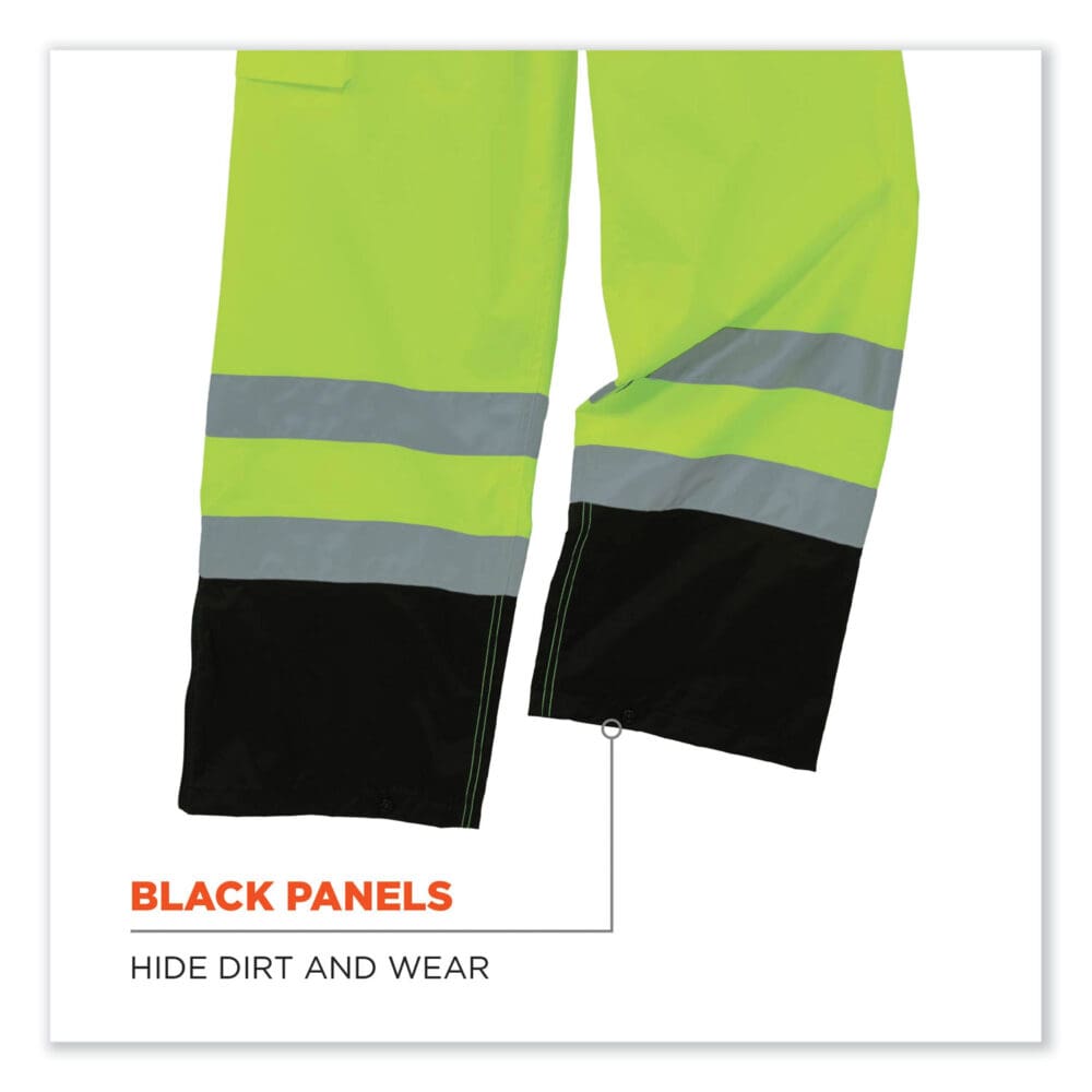 GloWear 8915BK Class E Hi-Vis Rain Pants Black Bottom, Small, Lime, Ships in 1-3 Business Days - Image 3