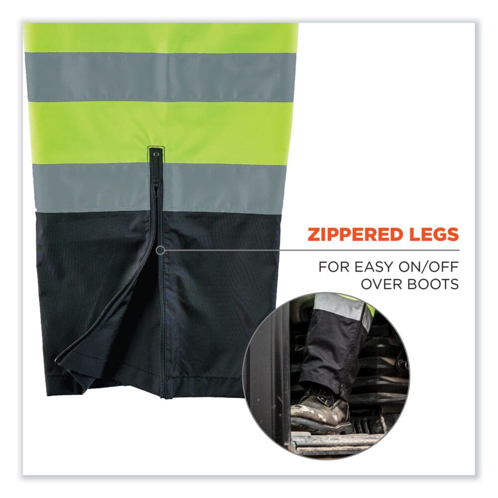GloWear 8915BK Class E Hi-Vis Rain Pants Black Bottom, Small, Lime, Ships in 1-3 Business Days - Image 5