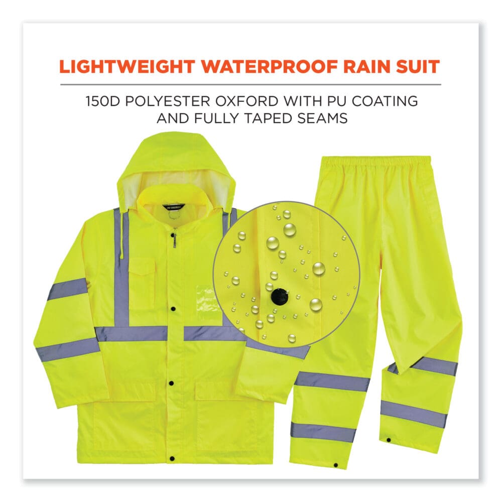 GloWear 8376K Lightweight HV Rain Suit, X-Large, Lime, Ships in 1-3 Business Days - Image 6