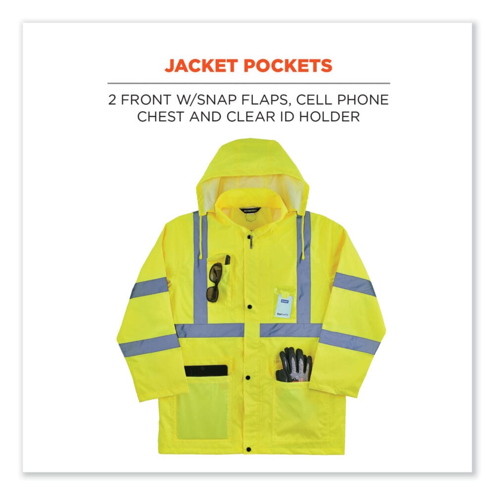 GloWear 8376K Lightweight HV Rain Suit, X-Large, Lime, Ships in 1-3 Business Days - Image 3