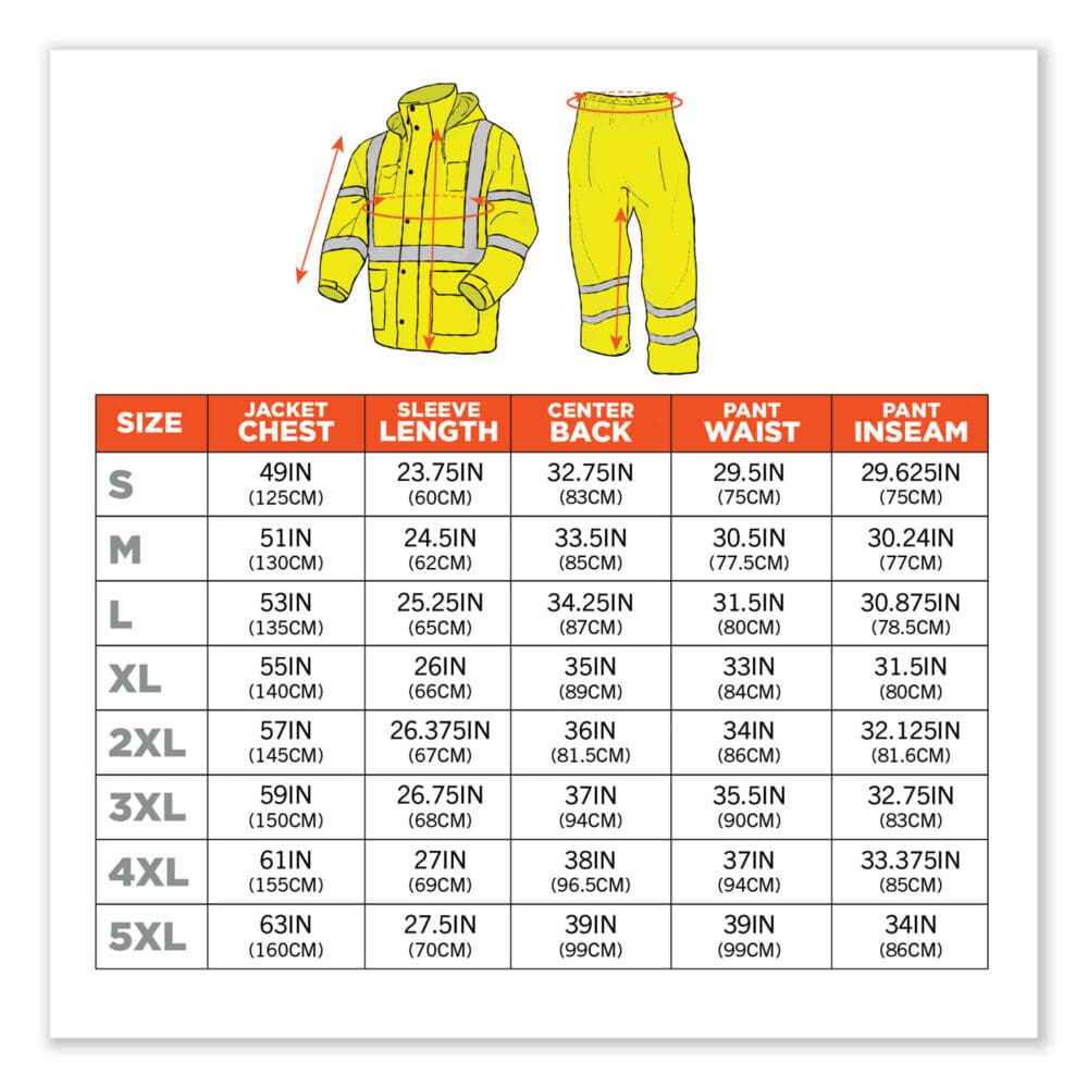 GloWear 8376K Lightweight HV Rain Suit, X-Large, Lime, Ships in 1-3 Business Days - Image 5