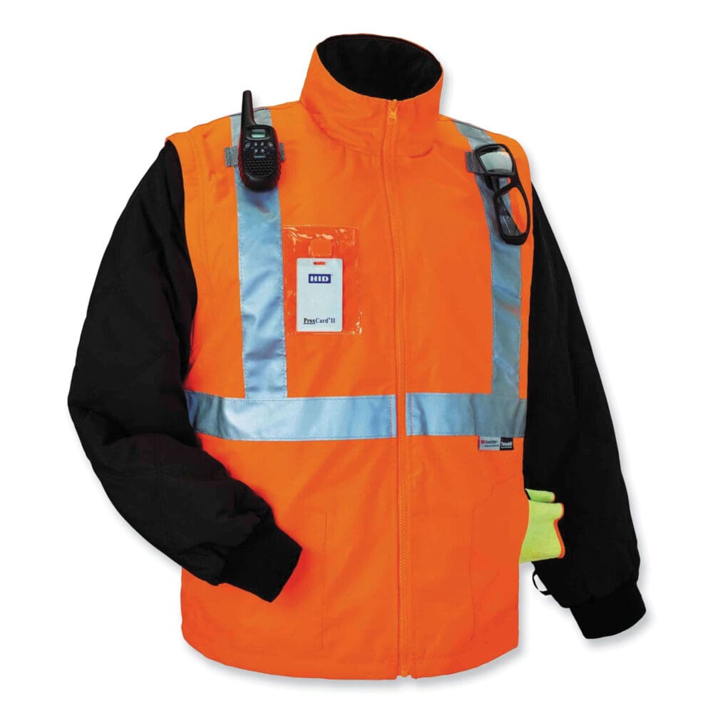 GloWear 8287 Class 2 Hi-Vis Jacket with Removable Sleeves, Large, Orange, Ships in 1-3 Business Days - Image 2
