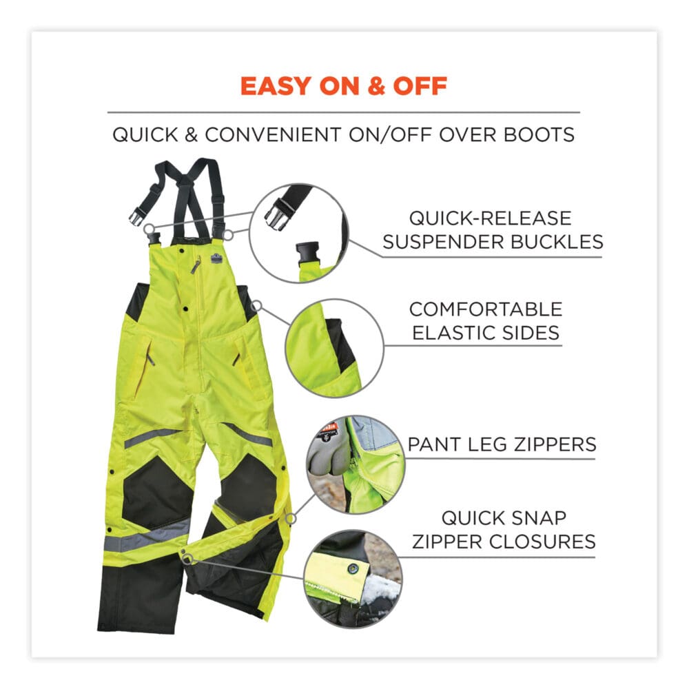 GloWear 8928 Class E Hi-Vis Insulated Bibs, 5X-Large, Lime, Ships in 1-3 Business Days - Image 4