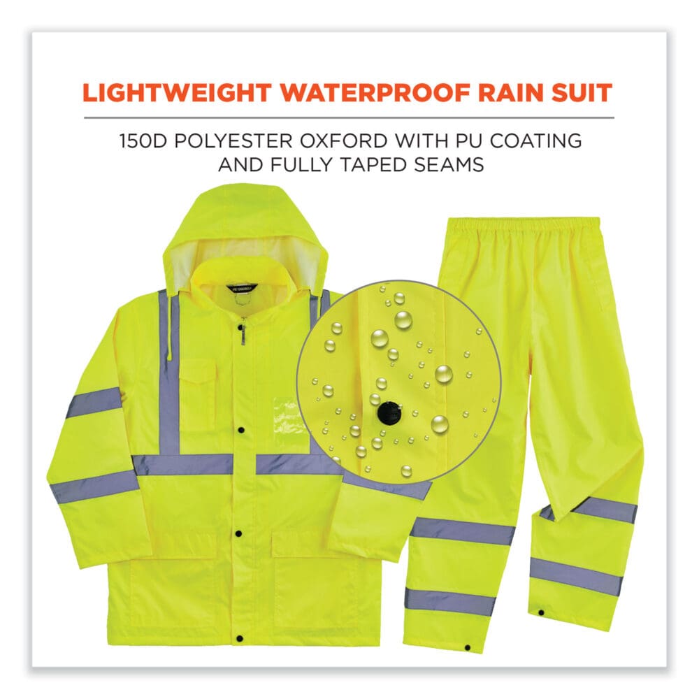 GloWear 8376K Lightweight HV Rain Suit, 2X-Large, Lime, Ships in 1-3 Business Days - Image 6