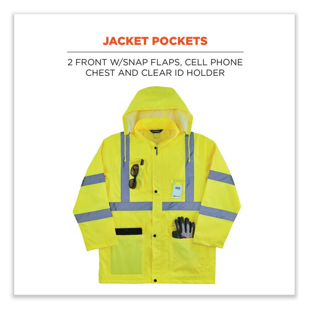 GloWear 8376K Lightweight HV Rain Suit, 2X-Large, Lime, Ships in 1-3 Business Days - Image 3