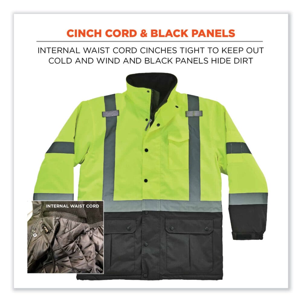GloWear 8384 Class 3 Hi-Vis Quilted Thermal Parka, 4X-Large, Lime, Ships in 1-3 Business Days - Image 5