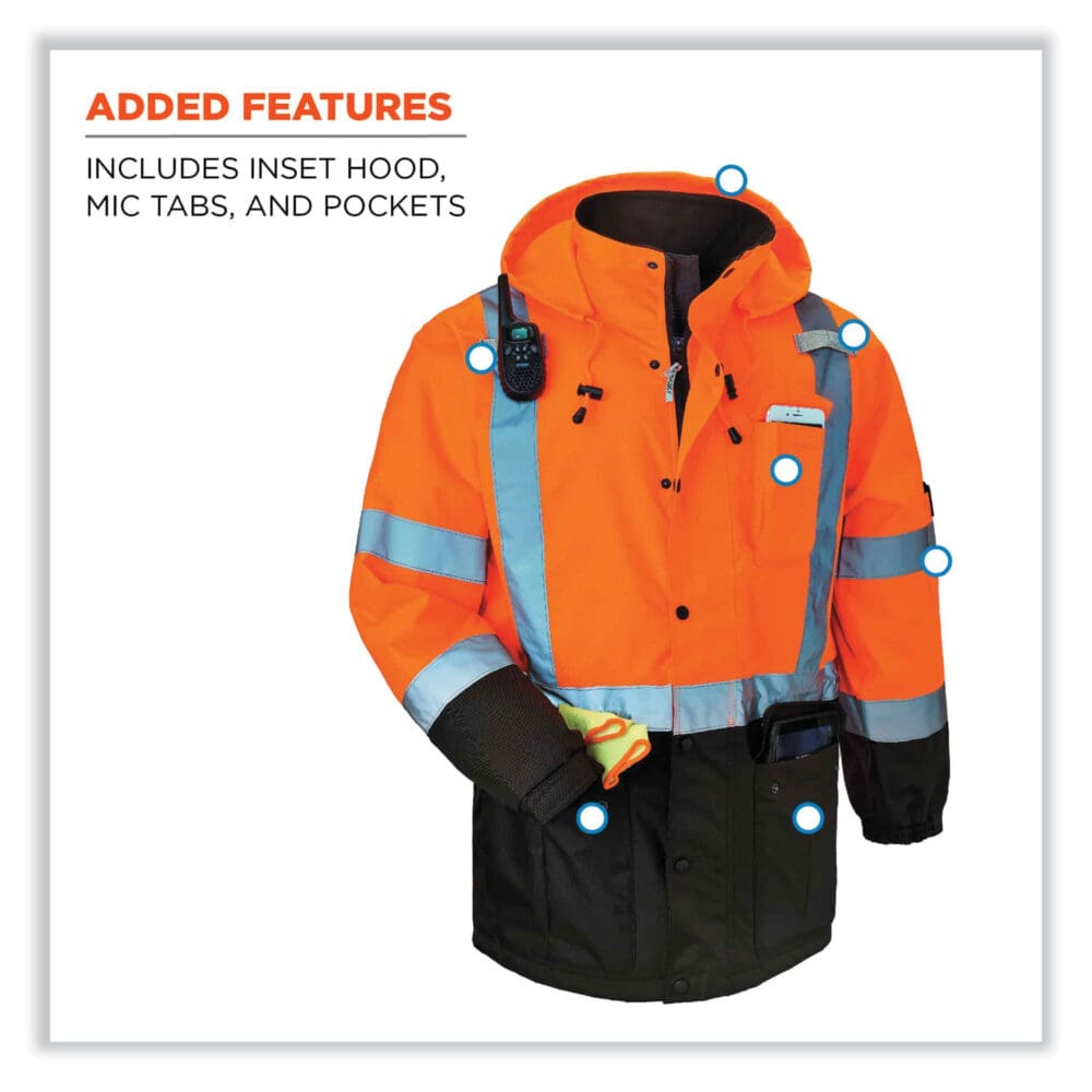 GloWear 8384 Class 3 Hi-Vis Quilted Thermal Parka, Small, Orange, Ships in 1-3 Business Days - Image 5