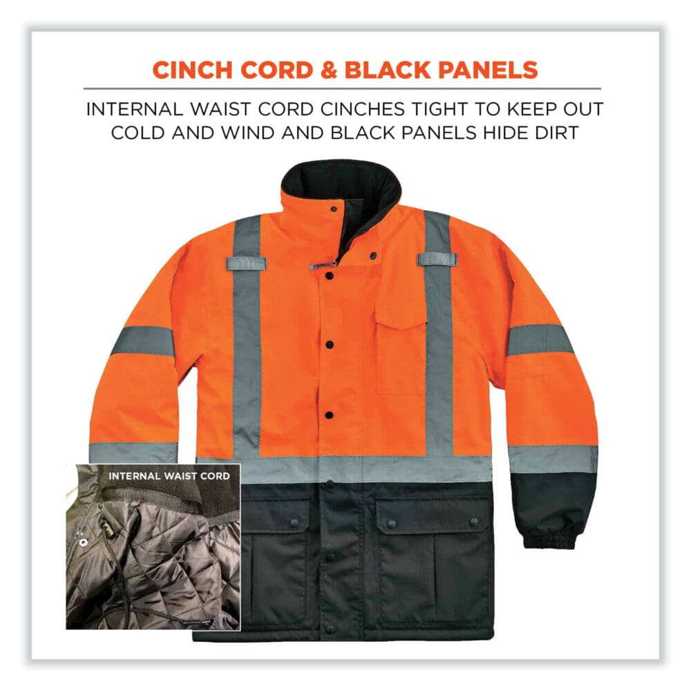 GloWear 8384 Class 3 Hi-Vis Quilted Thermal Parka, Small, Orange, Ships in 1-3 Business Days - Image 6