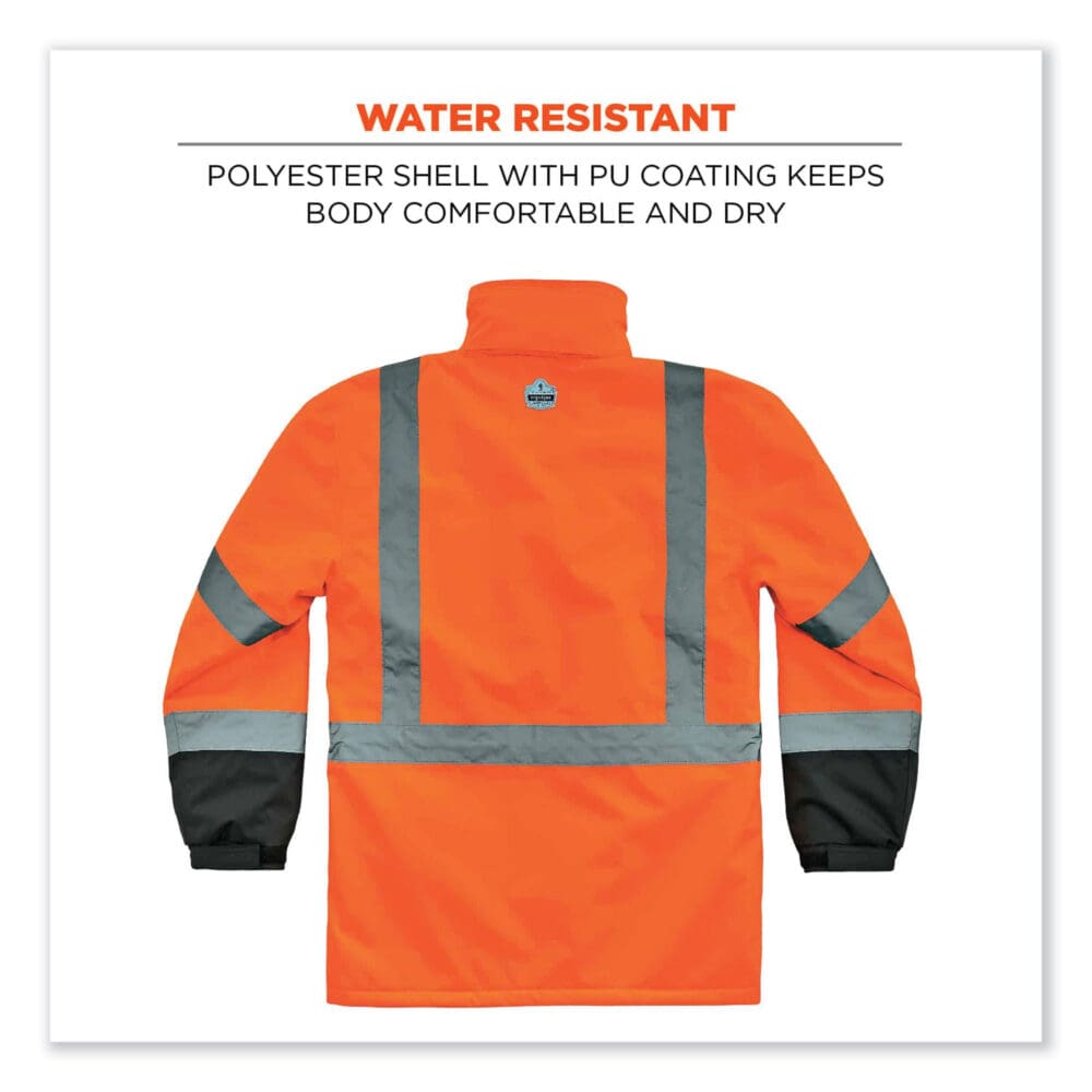 GloWear 8384 Class 3 Hi-Vis Quilted Thermal Parka, Large, Orange, Ships in 1-3 Business Days - Image 7