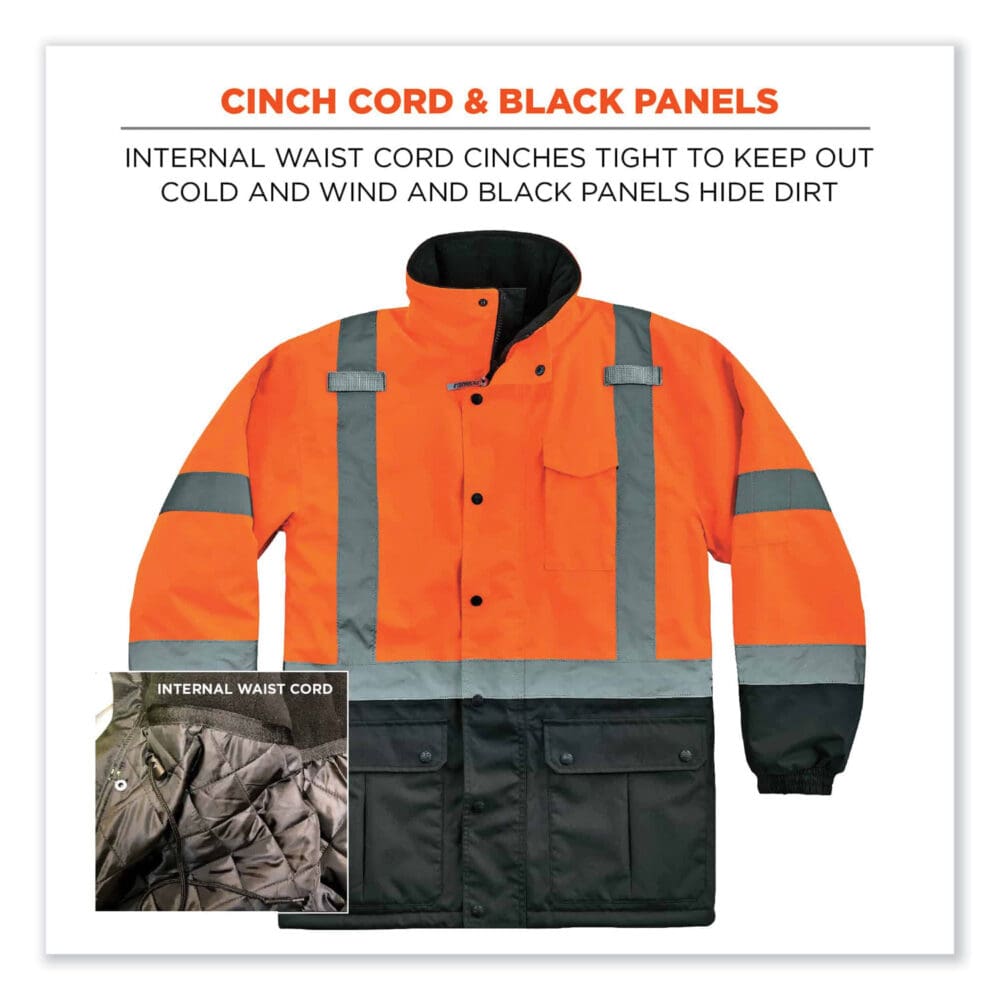 GloWear 8384 Class 3 Hi-Vis Quilted Thermal Parka, X-Large, Orange, Ships in 1-3 Business Days - Image 6