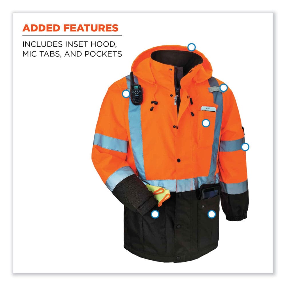 GloWear 8384 Class 3 Hi-Vis Quilted Thermal Parka, 2X-Large, Orange, Ships in 1-3 Business Days - Image 4