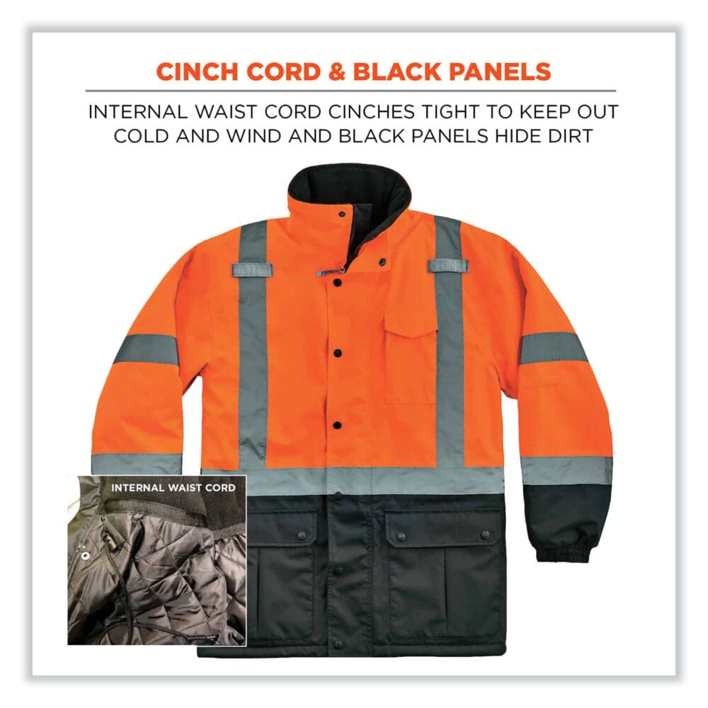 GloWear 8384 Class 3 Hi-Vis Quilted Thermal Parka, 5X-Large, Orange, Ships in 1-3 Business Days - Image 5