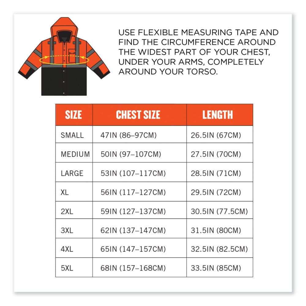 GloWear 8381 Class 3 Hi-Vis 4-in-1 Quilted Bomber Jacket, Orange, Small, Ships in 1-3 Business Days - Image 7