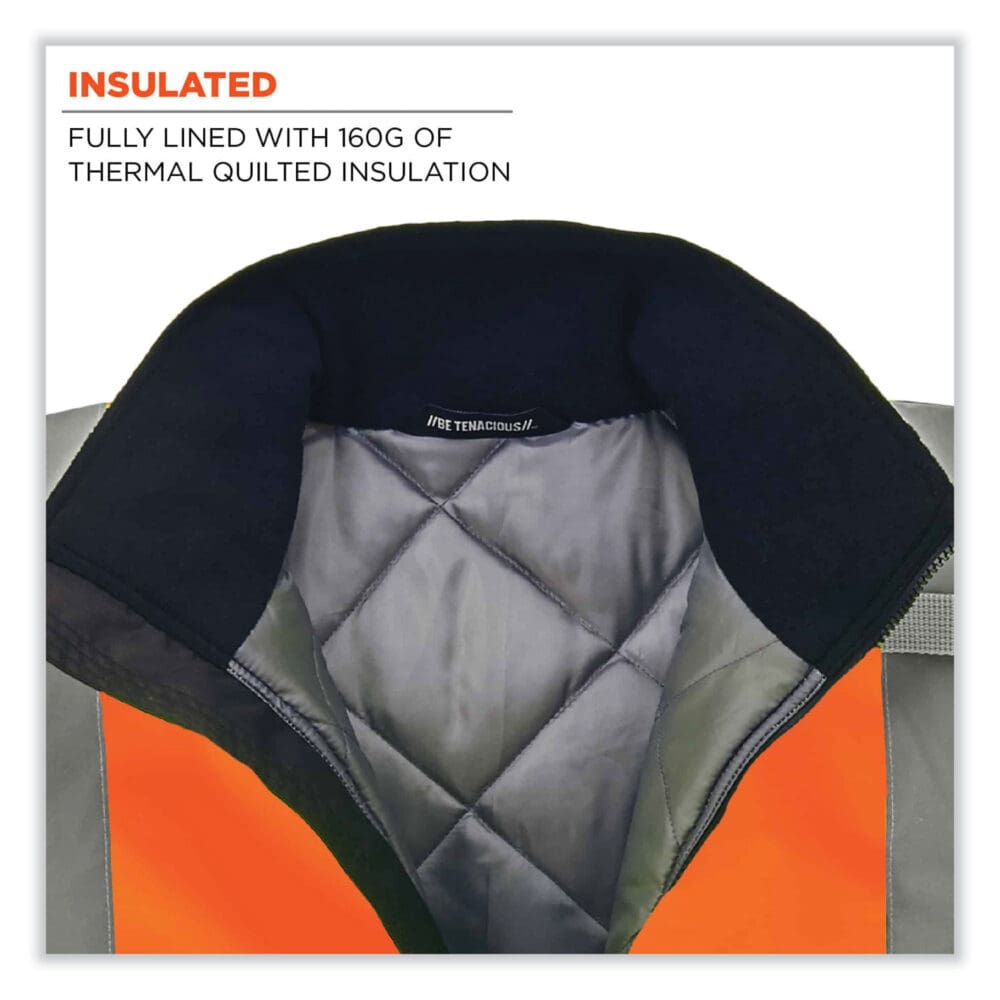 GloWear 8377 Class 3 Hi-Vis Quilted Bomber Jacket, Orange, Small, Ships in 1-3 Business Days - Image 2