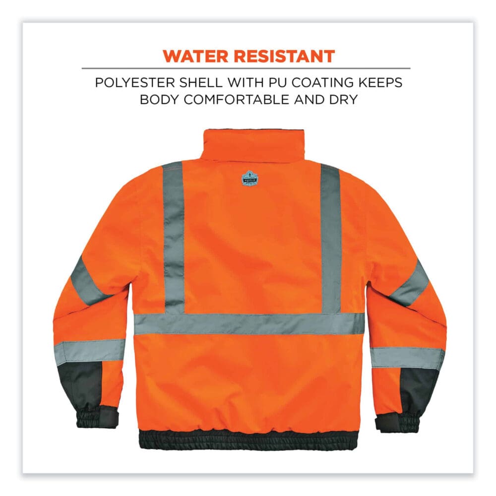 GloWear 8377 Class 3 Hi-Vis Quilted Bomber Jacket, Orange, Medium, Ships in 1-3 Business Days - Image 2