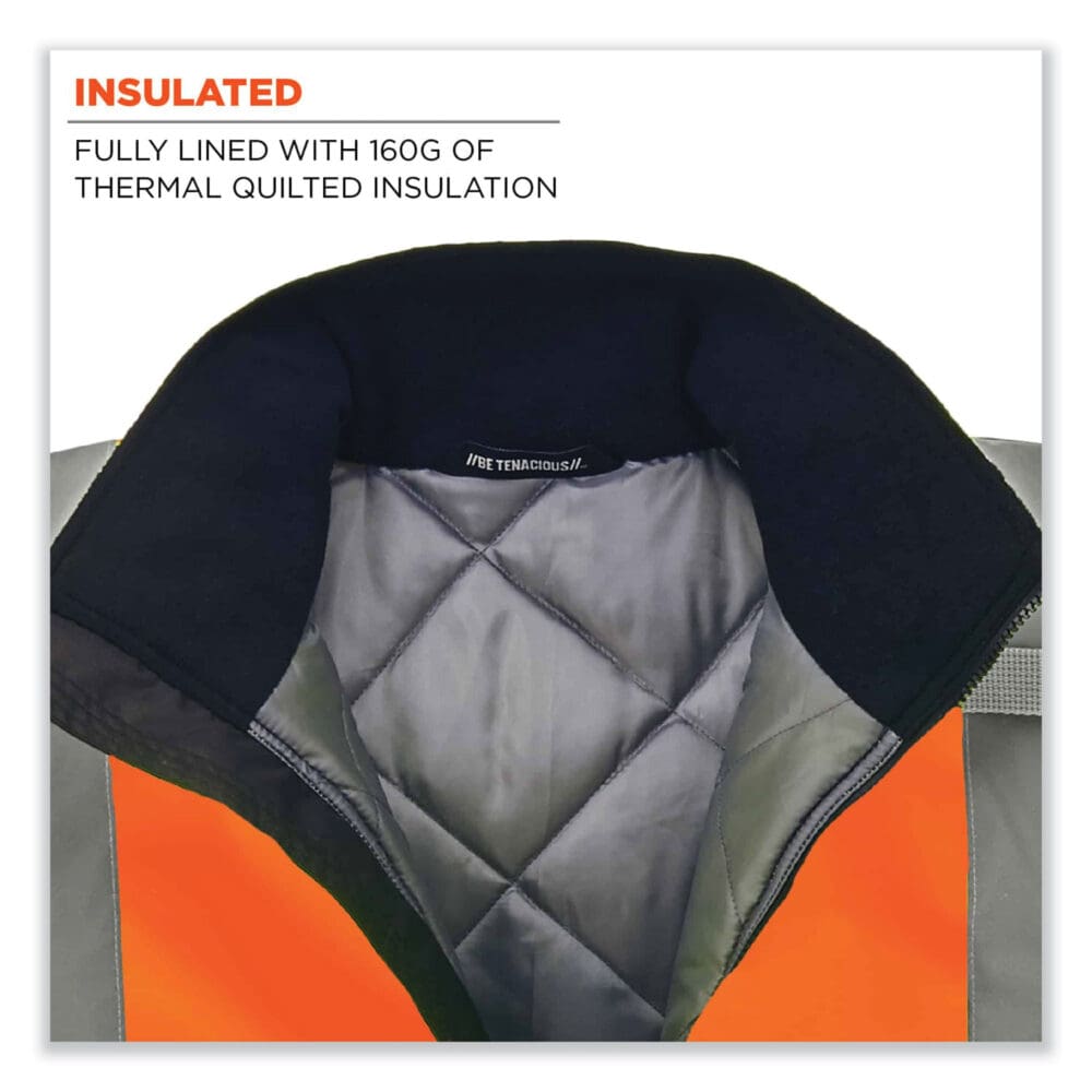GloWear 8377 Class 3 Hi-Vis Quilted Bomber Jacket, Orange, Medium, Ships in 1-3 Business Days - Image 3
