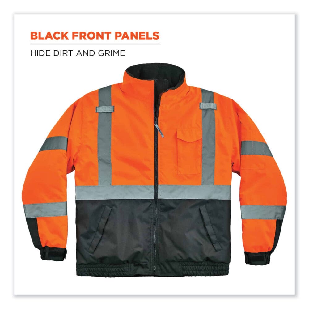 GloWear 8377 Class 3 Hi-Vis Quilted Bomber Jacket, Orange, X-Large, Ships in 1-3 Business Days - Image 5