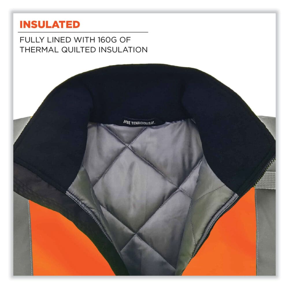 GloWear 8377 Class 3 Hi-Vis Quilted Bomber Jacket, Orange, 4X-Large, Ships in 1-3 Business Days - Image 2
