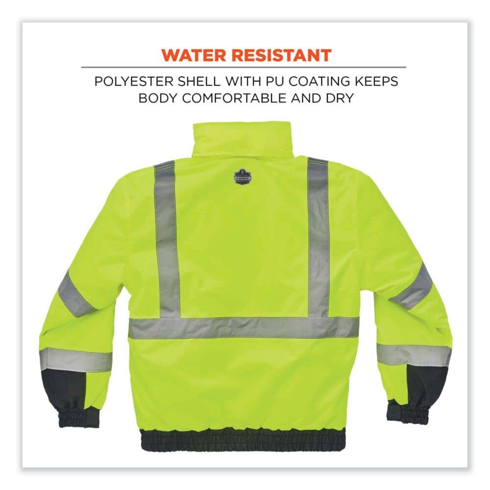 GloWear 8377 Class 3 Hi-Vis Quilted Bomber Jacket, Lime, Small, Ships in 1-3 Business Days - Image 7