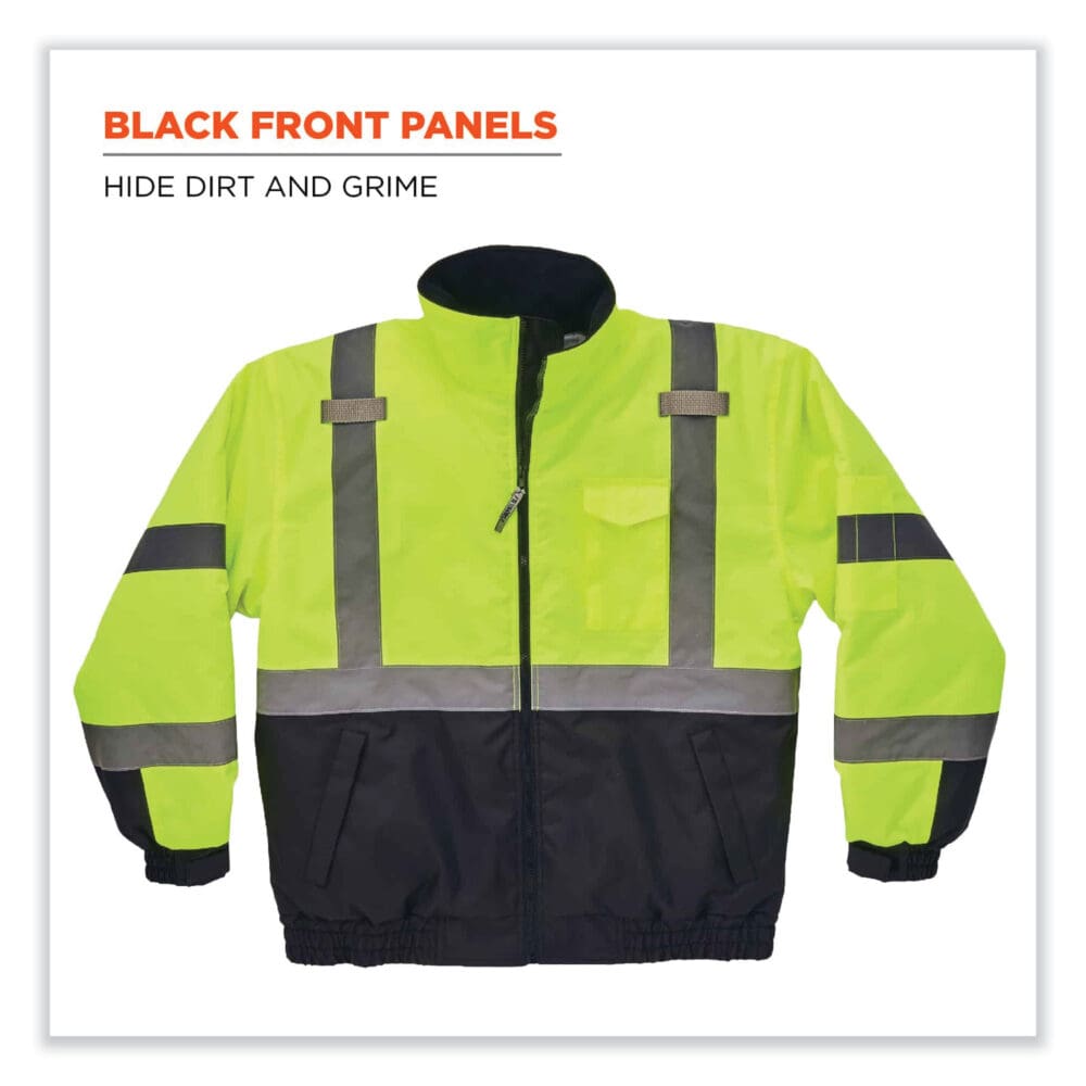 GloWear 8377 Class 3 Hi-Vis Quilted Bomber Jacket, Lime, X-Large, Ships in 1-3 Business Days - Image 5